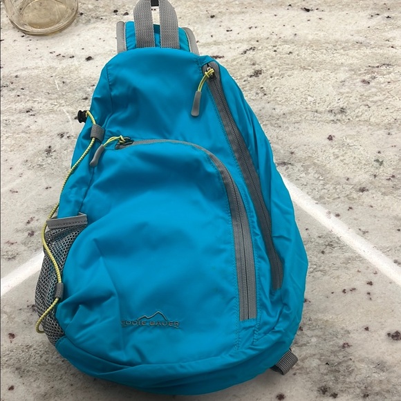 Eddie Bauer Teal Sling Shoulder Bag Backpack Crossbody Bag Multiple Compartments - Picture 2 of 13